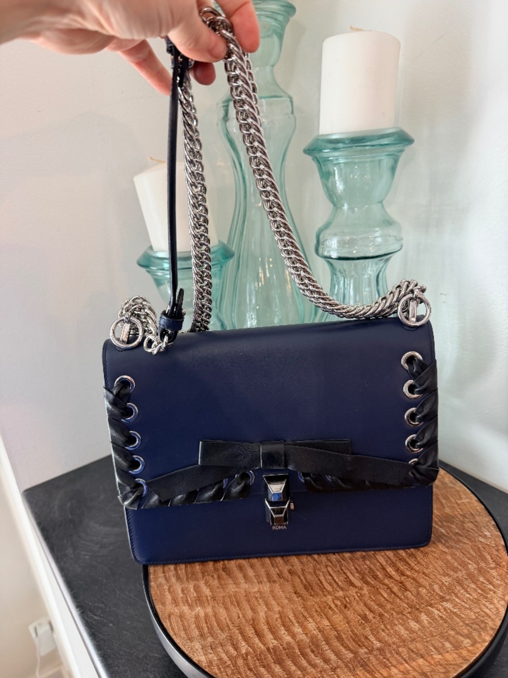 Fendi Lace-Up Bow Medium Kan I Handle Bag